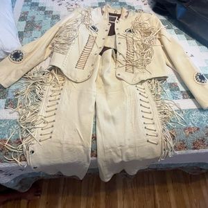 WESTERN WORLD Women’s Leather Jacket&Matching Chaps Set. Jacket XXL &Chaps is L.